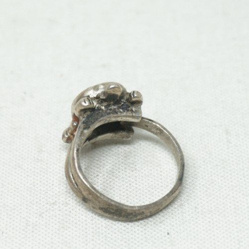 Vintage 925 Sterling Silver Turquoise Chip Turtle Ring size 5 Adjustable