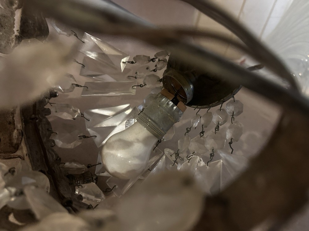 Neoclassical Figurative Crystal Sconce Large Antique