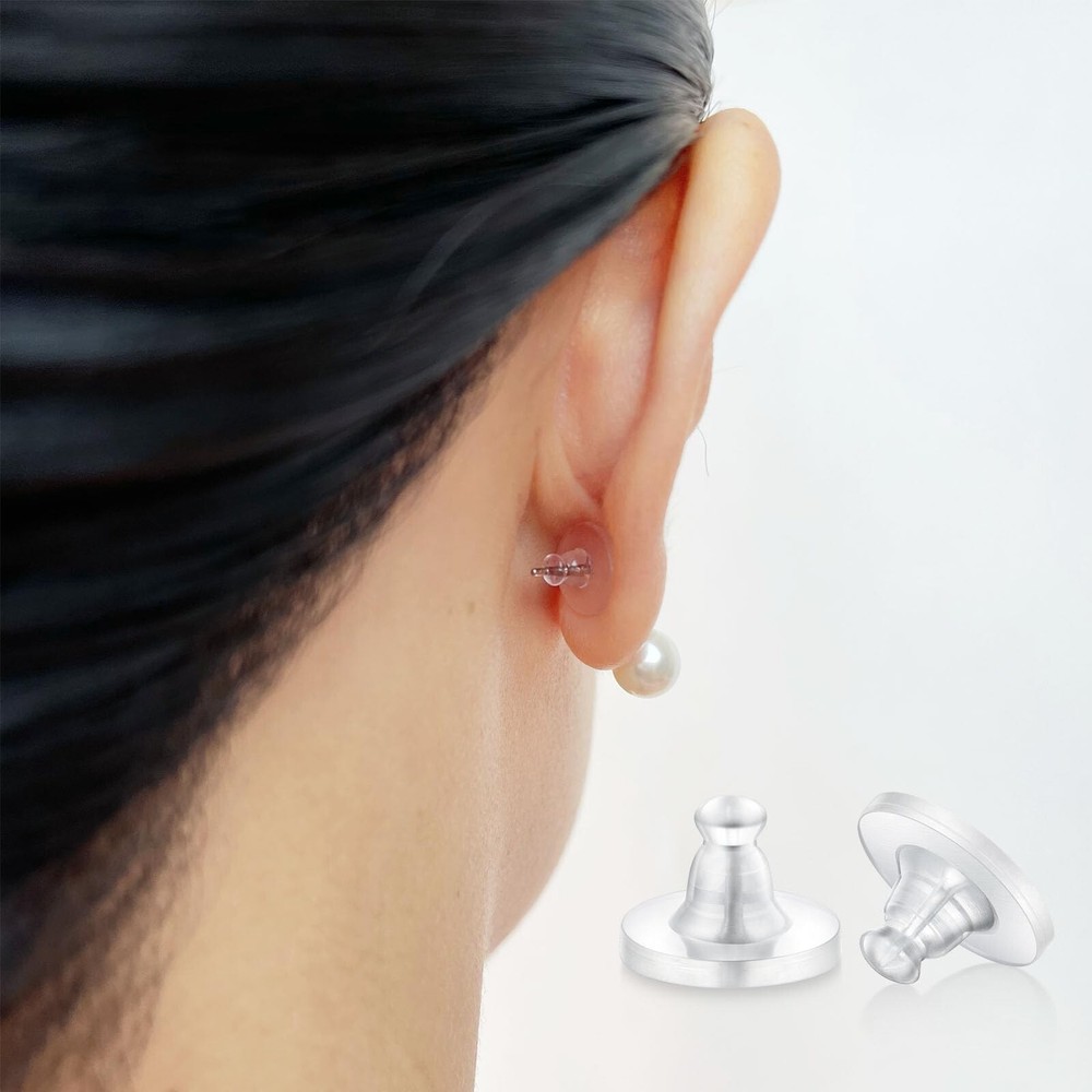 Earring Backs Rubber,100pcs Soft Clear Earring Backs for Studs,Hypoallergenic...