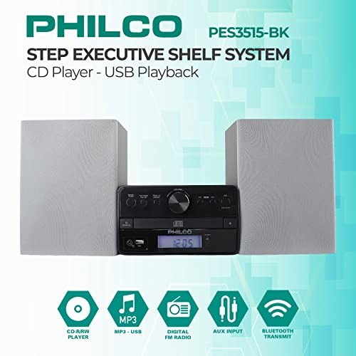 Stereo Shelf Systems Tray Loading CD Player with Digital FM Radio, Bluetooth