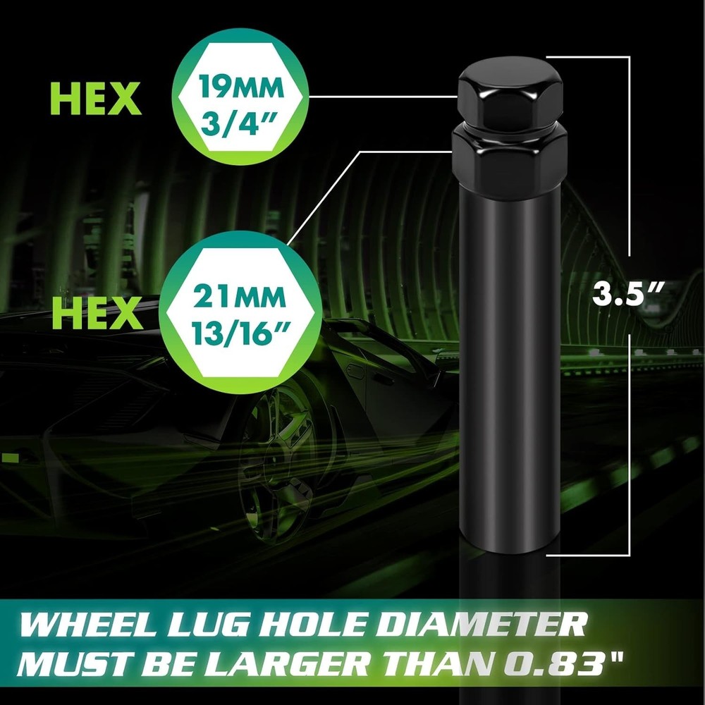6 Spline Lug Nuts Socket Key - 17mm Hex Socket for Small Diameter 1 Pack Black