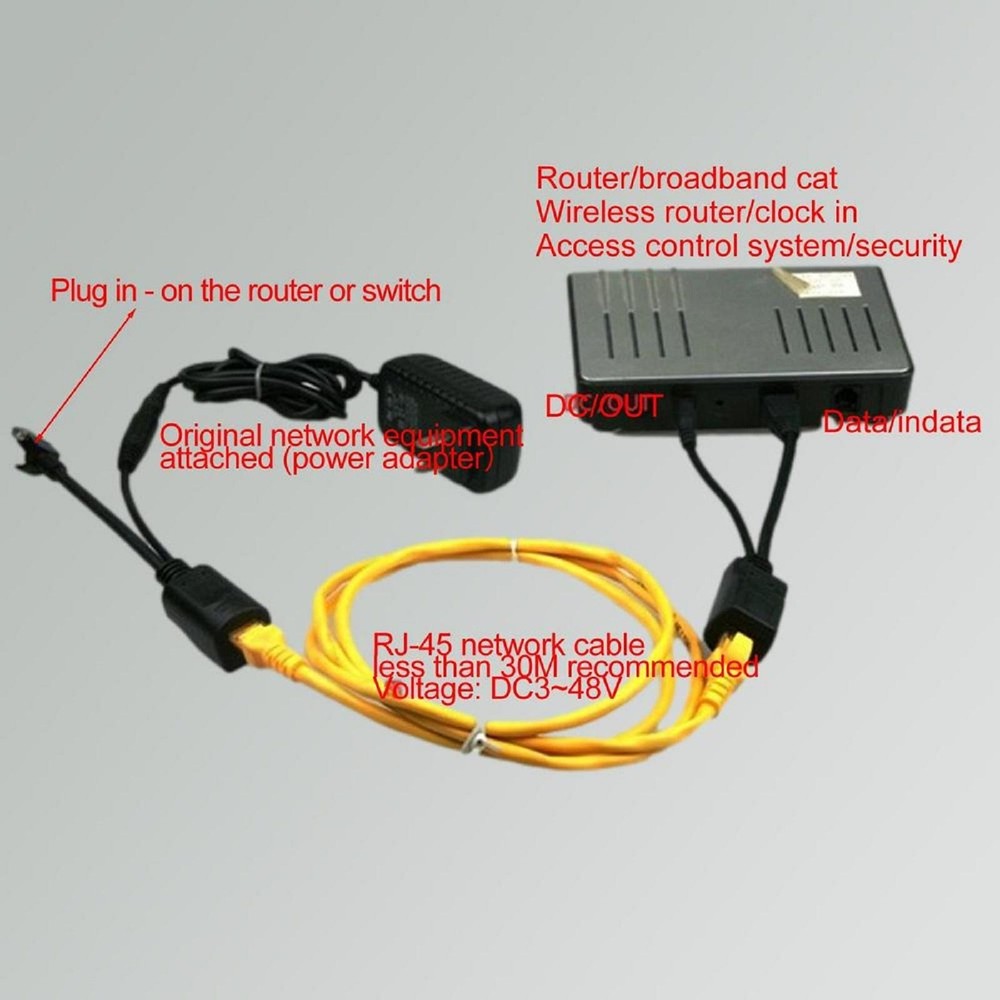1 Pair POE Cable Passive Power Over Ethernet Adapter Cable Splitter For IP Camea