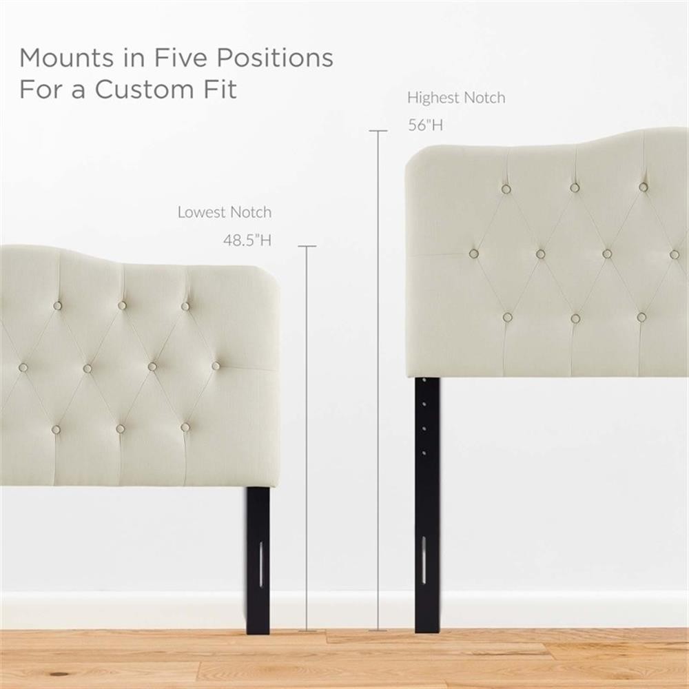 Modern Fabric Queen Tufted Panel Headboard in White