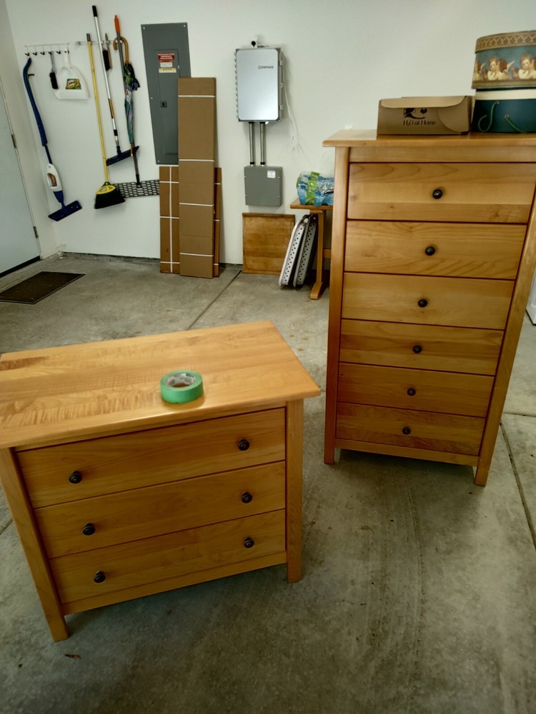 queen Scandinavian design birch bedroom set. solid wood.