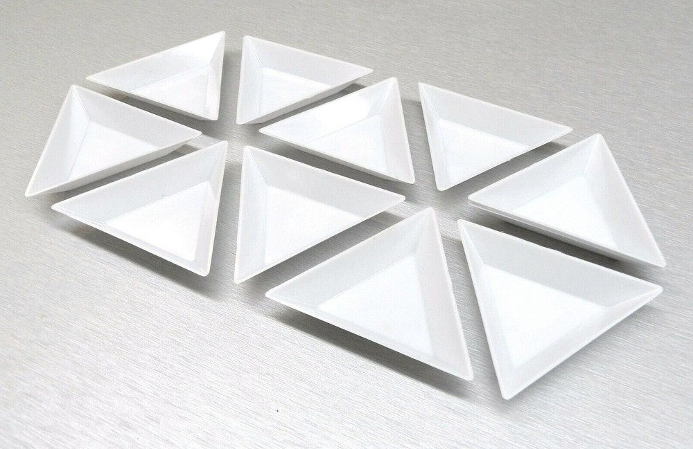Sorting Trays Plastic Triangular White 10 Pcs Beads Colored Stones Crafts Hobby