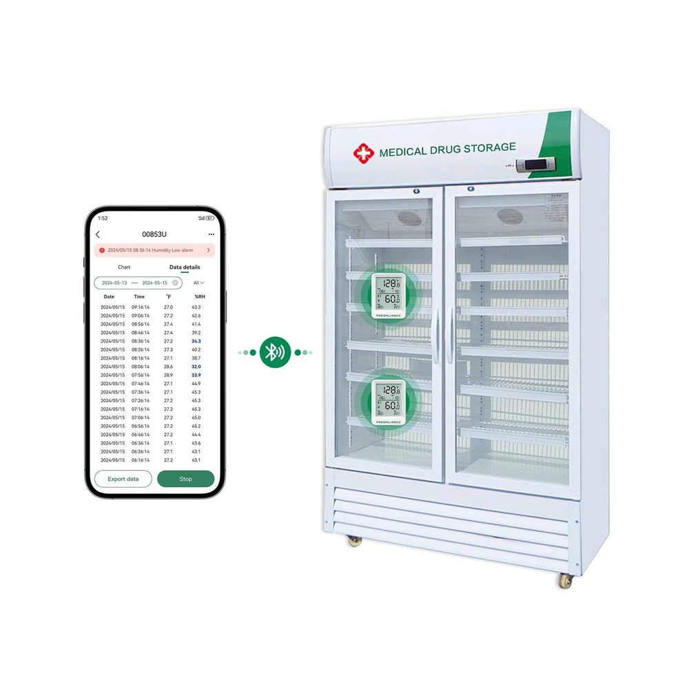 Bluetooth Temperature Humidity Data Logger Recorder, Refrigerator Freezer The...
