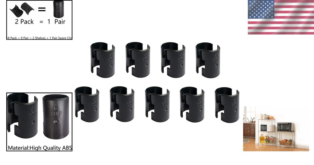 Durable 18 Pack Replacement Shelf Lock Clips for 1" Wire Shelving Posts
