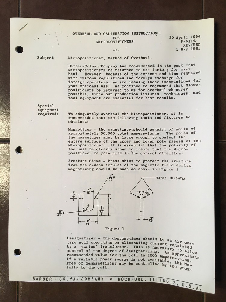 Barber-Colman MicroPositioners Calibration & Overhaul Instructions