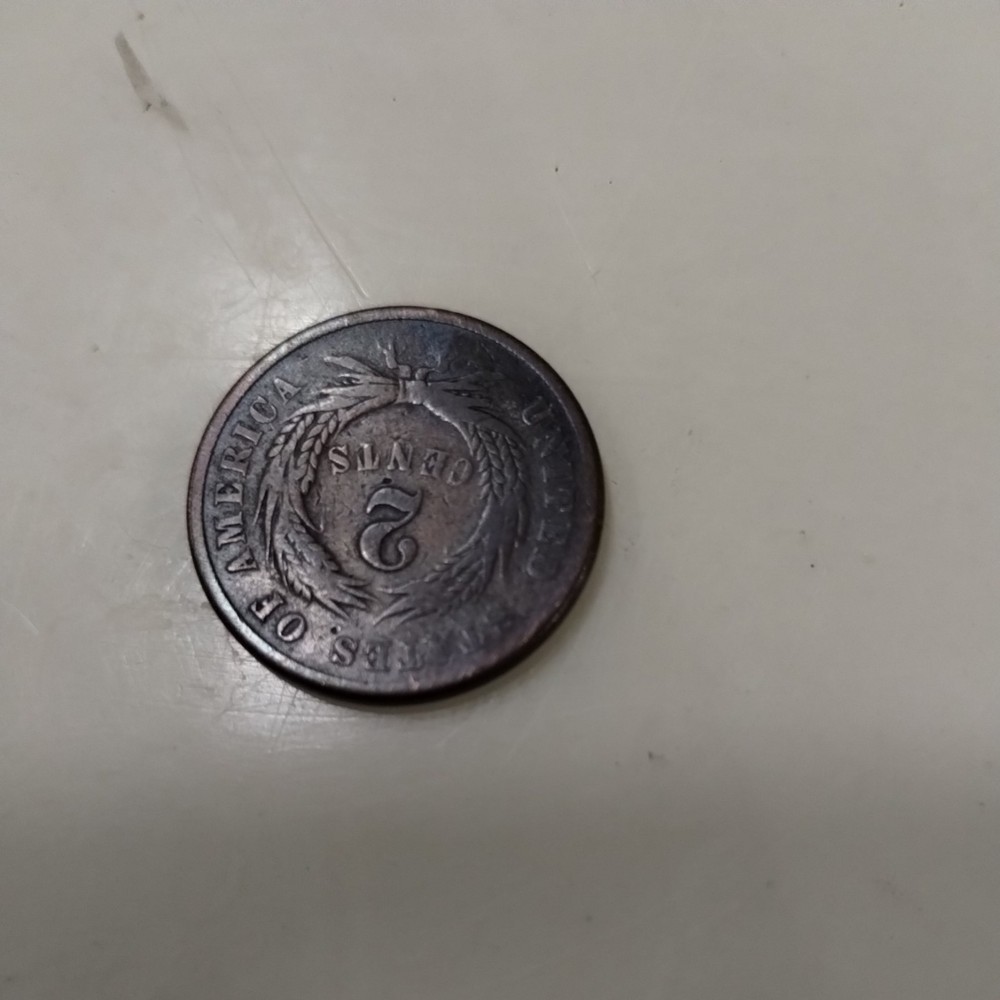 1868 Two Cent Piece Nice Detail Original Surfaces, needs cleaning
