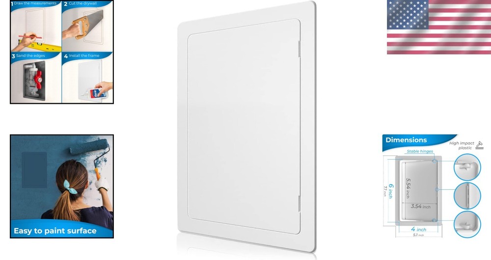 Easy-Install 4x6 Inch Wall Access Panel - Lightweight UV-Stabilized Plastic