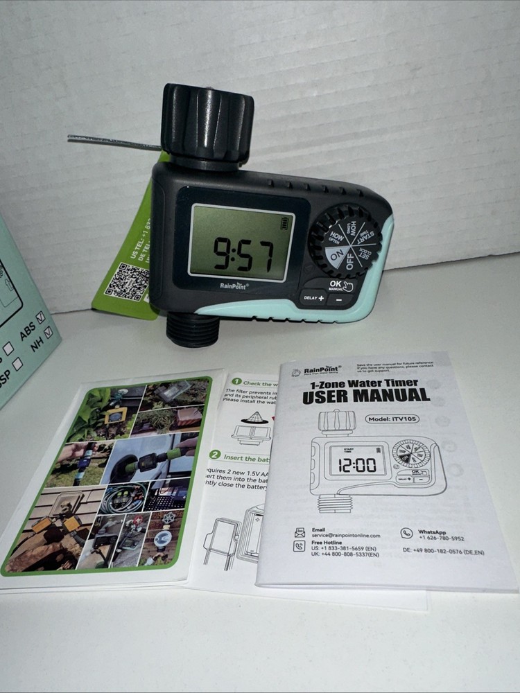 RainPoint 1-Zone Water Timer Model ITV105 —-f8