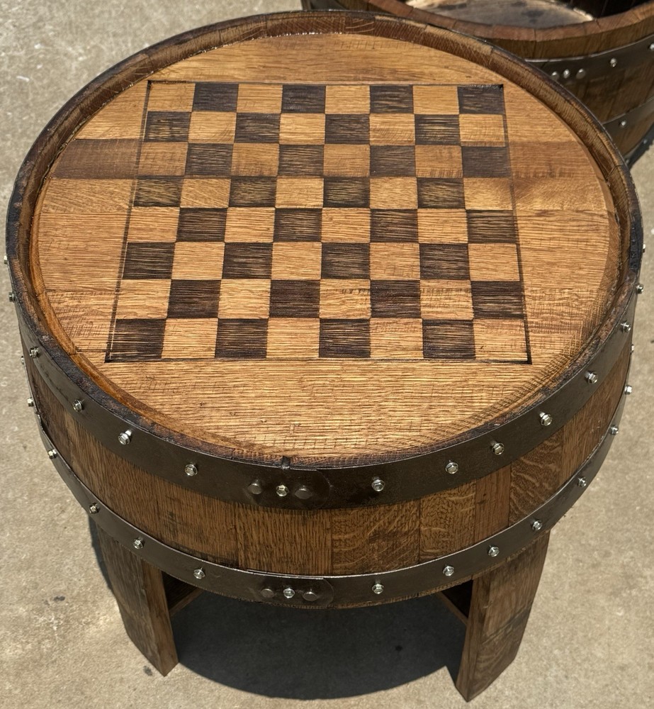 Checker Board Barrel Head Side Table