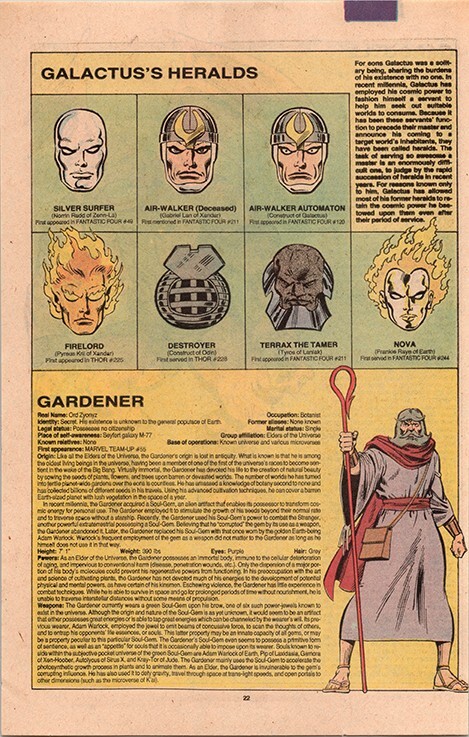 Galactus' Heralds - Silver Surfer - Handbook Marvel Universe - Framed Comic Page