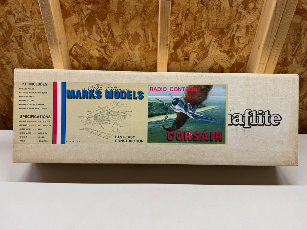 *PARTIALLY CONSTRUCTED* Dynaflite Marks Models 54" Corsair RC Airplane Kit