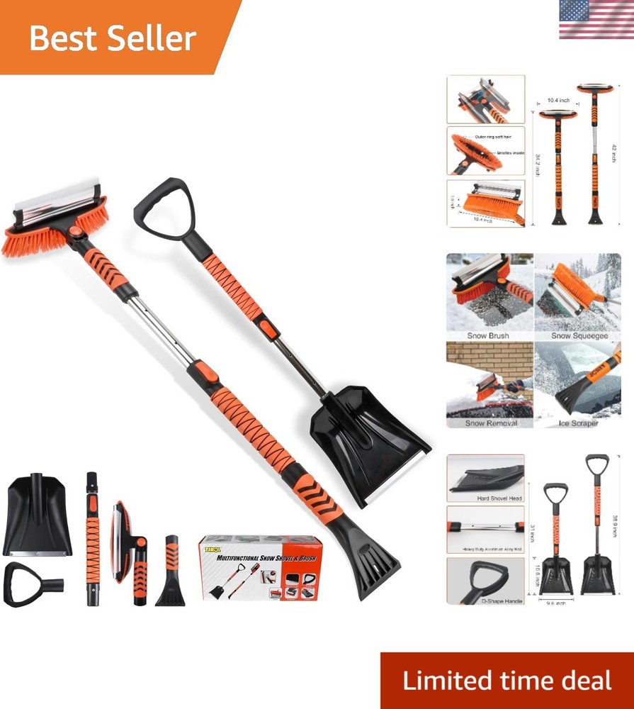 Durable Extendable Ice Scraper & Snow Shovel with Foam Handle - Winter Must-Have
