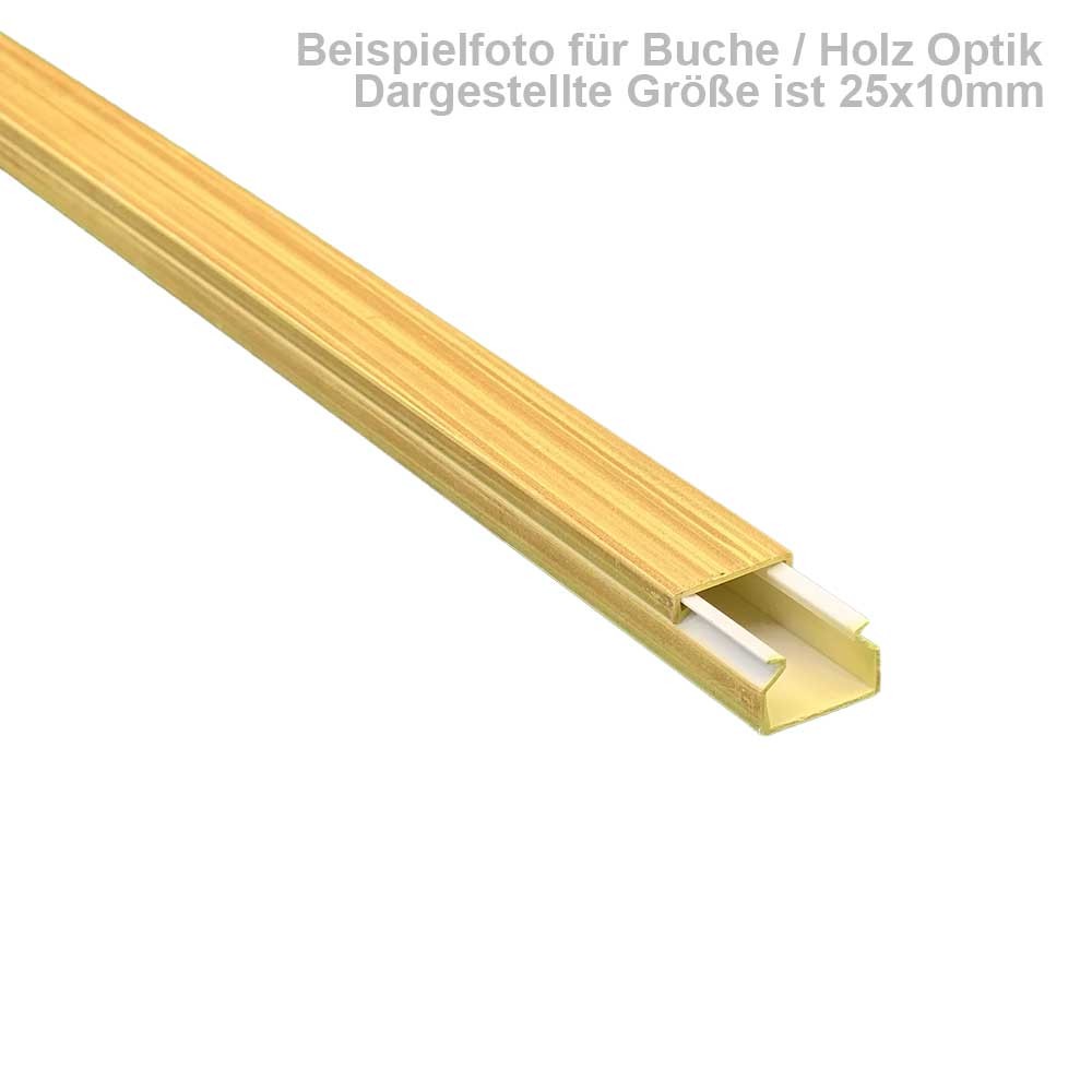 Cable Duct 40x25mm Beech Light Wood Effect Screw Mount 1m Surface Mounted Electrical