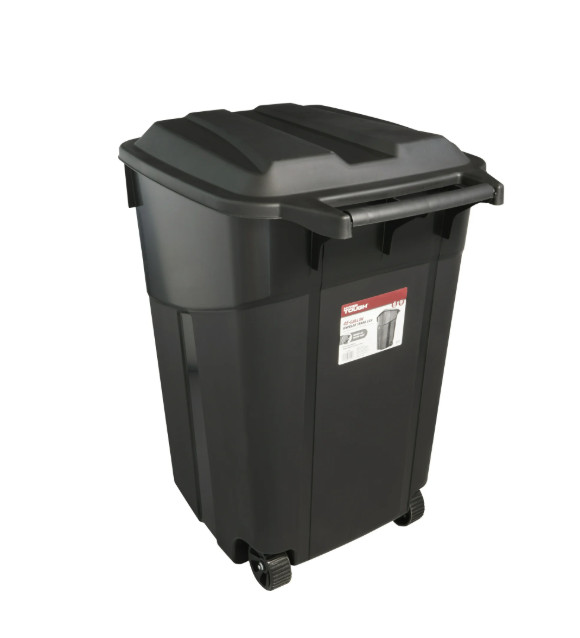 2 Pack,Hyper Tough 45 Gal Wheeled Heavy Duty Plastic Garbage Can, Attached Lid