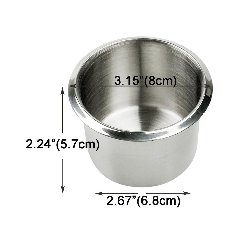 Game Table Cup Holder Insert - 10 Pack Stainless Steel Small Drop-in Drink Cu...