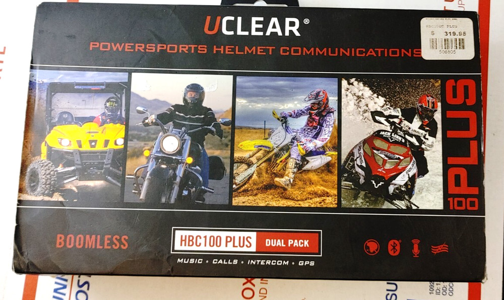 UCLEAR HBC100 PLUS Dual Pack Bluetooth Helmet Comms Clear V2 BITwave Boomless