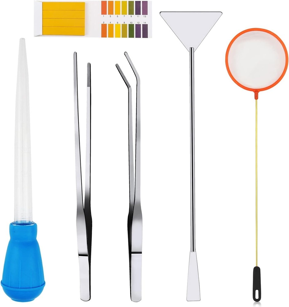 6pcs Aquarium Cleaning Tools Feeder Tools Kit, Plants Cleaner, Algae Scraper New