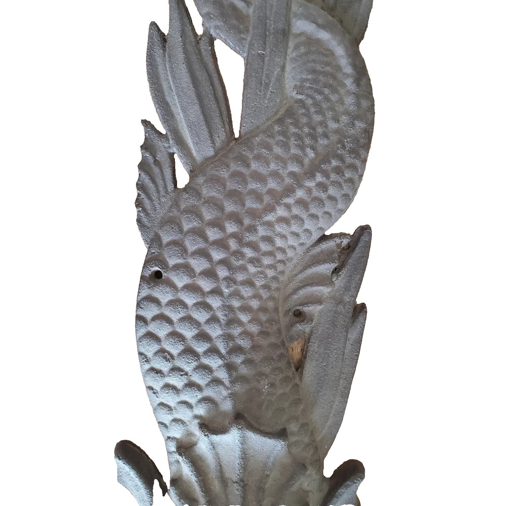 Dolphin Plaque Fish Down Spout, Large Cast Iron , 19th Century