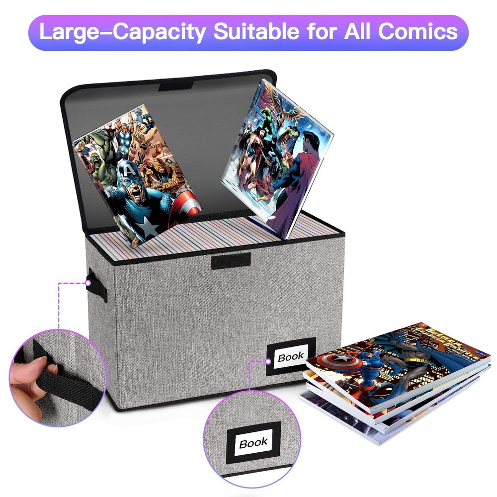 5 Pack Comic Book Storage Boxes, 15.8" X 7.8" X 11.8", Collapsible Comic Shor...