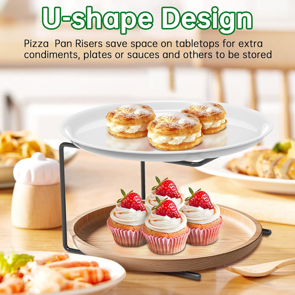 4-Pack Black Metal Pizza Table Stands for Serving and Display