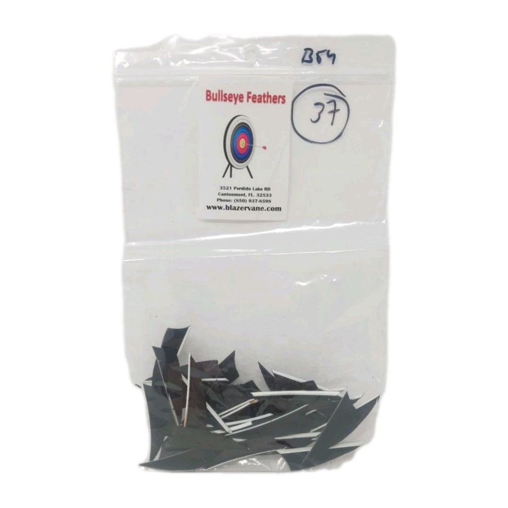 37 Count Bullseye Feathers 2" Right Wing: Shield Whisper Solid PSE Black