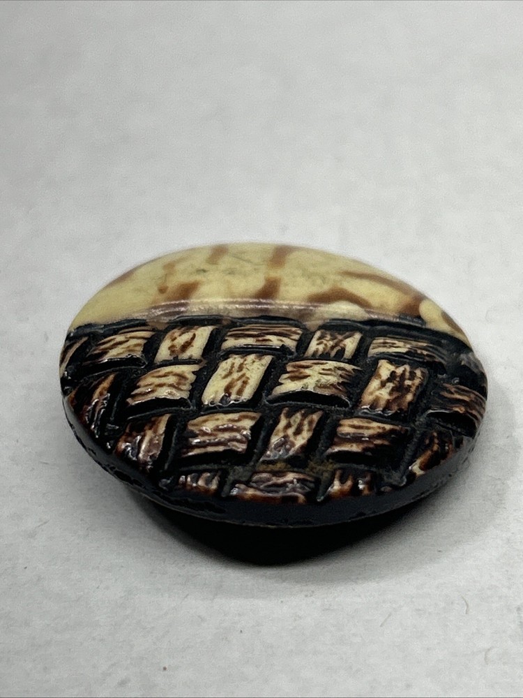 Vintage Celluloid Button Partial Basket Weave Design