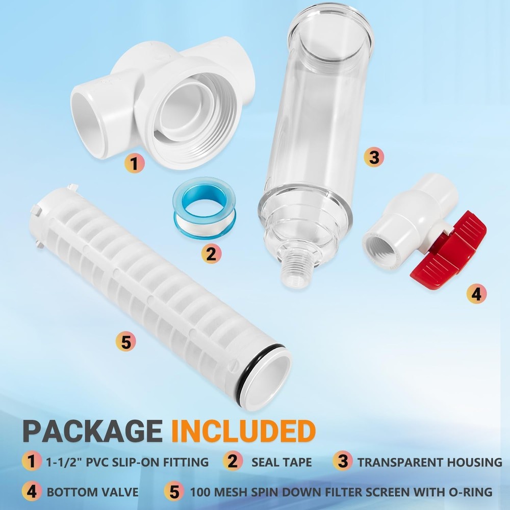 100 Mesh Spin Down Sand Separator for Rusco Vu-Flow 1.5" Spin-Down Filter 50 GPM