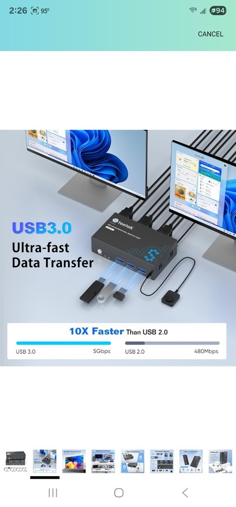 8K HDMI KVM Switch 2 Monitors 2 Computers, 8K@60Hz Dual KVM Switch for 2...