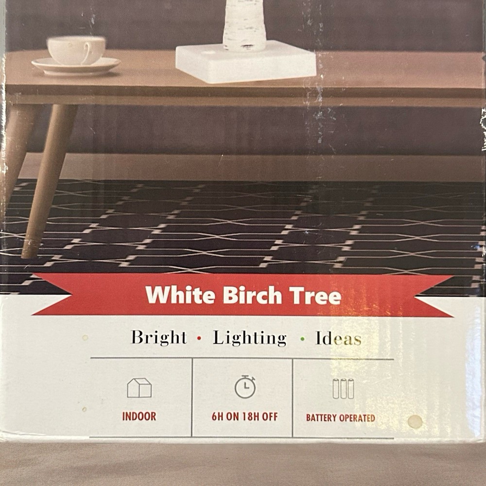 Christmas Lighted Birch Tree 2FT 6/18hr Timer 2 Pack Warm White 3AAA