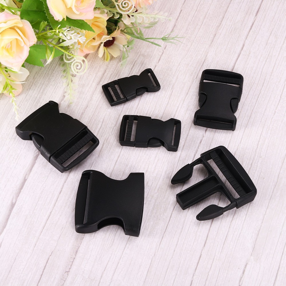 4Pcs 1-1/2" Plastic Dual Adjustable Side Release Buckle for Backpack Strap Black