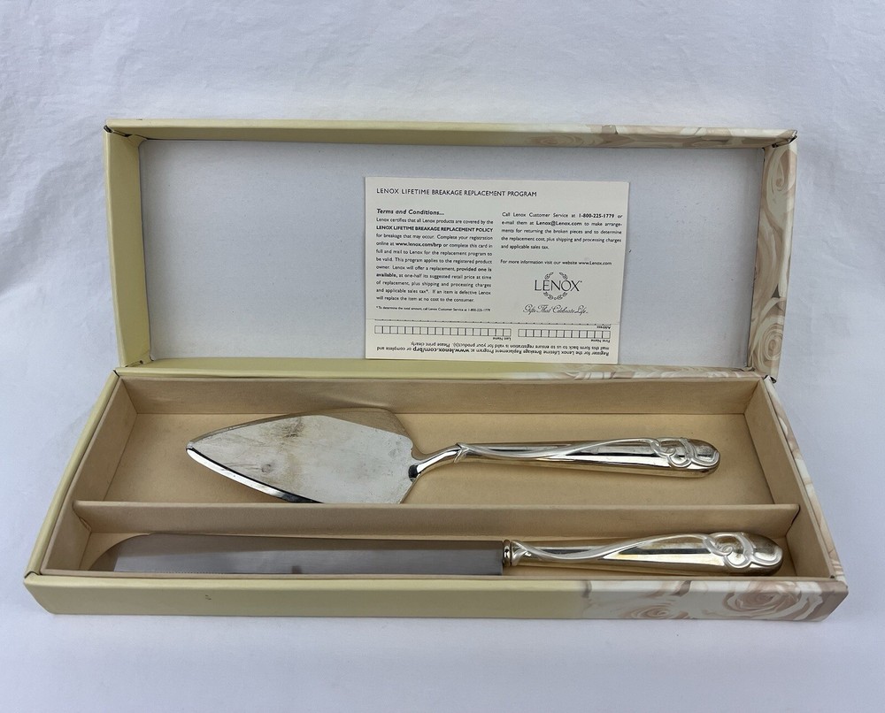 Lenox Forevermore 2-Pc Dessert Set Cake Server Knife Silver Stainless Heavy