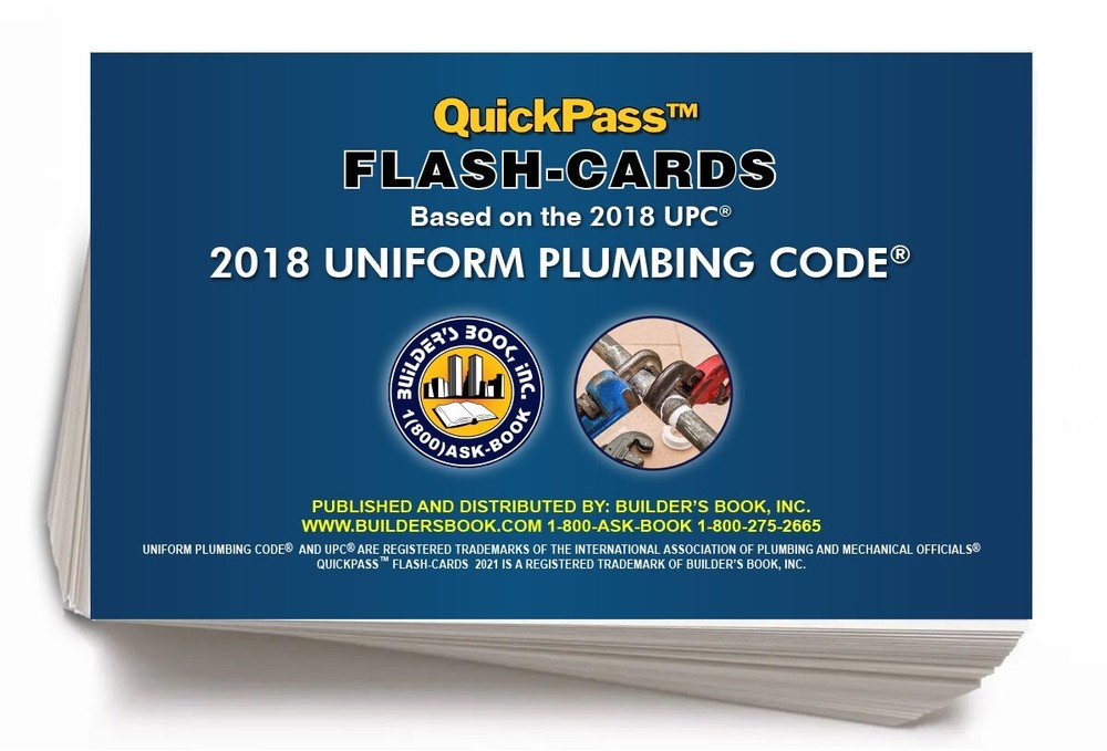 Uniform Plumbing Code QuickPass Flash-Cards based on the 2018 UPC
