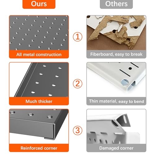 Metal Pegboard with Peg Board Hooks, Tools Storage Pegboard with Black