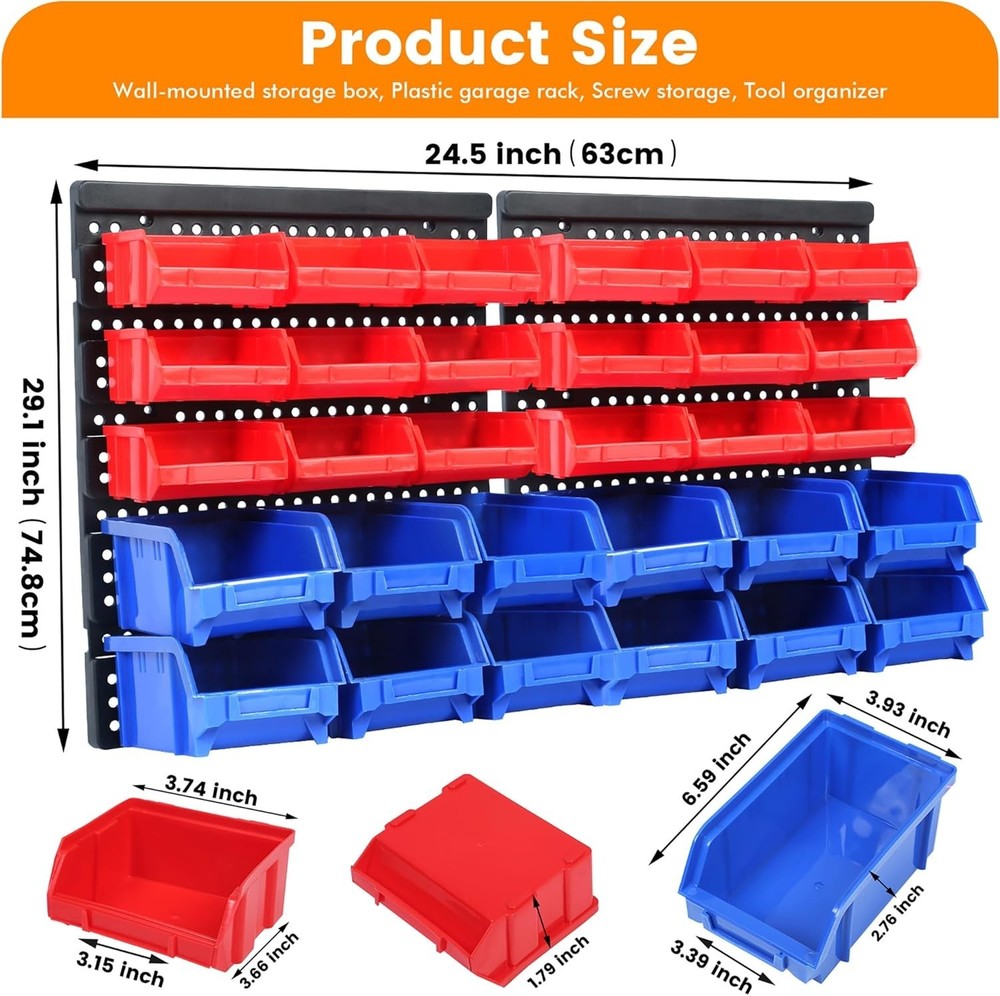 Durable 30-Bin Wall Mount Storage Rack - Easy Installation & Maximum Efficiency