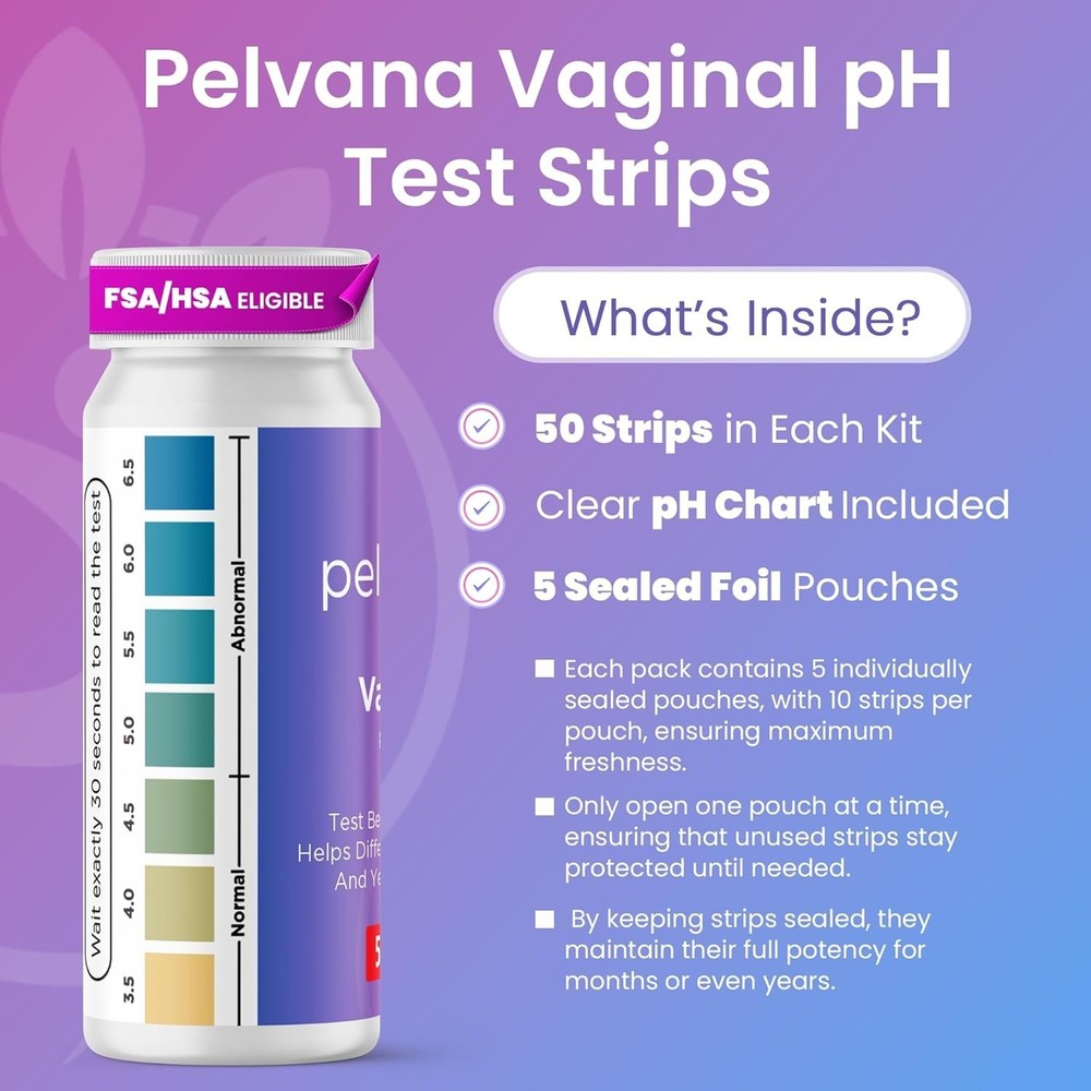 Non-Invasive Vaginal pH Kit – 50 Tests to Identify BV and Yeast Issues