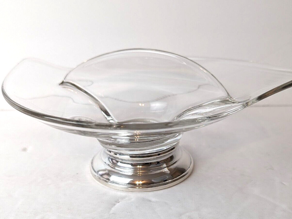 Solid Sterling Silver Base Crystal Divided Candy Nut Bowl Not Weighted by Web