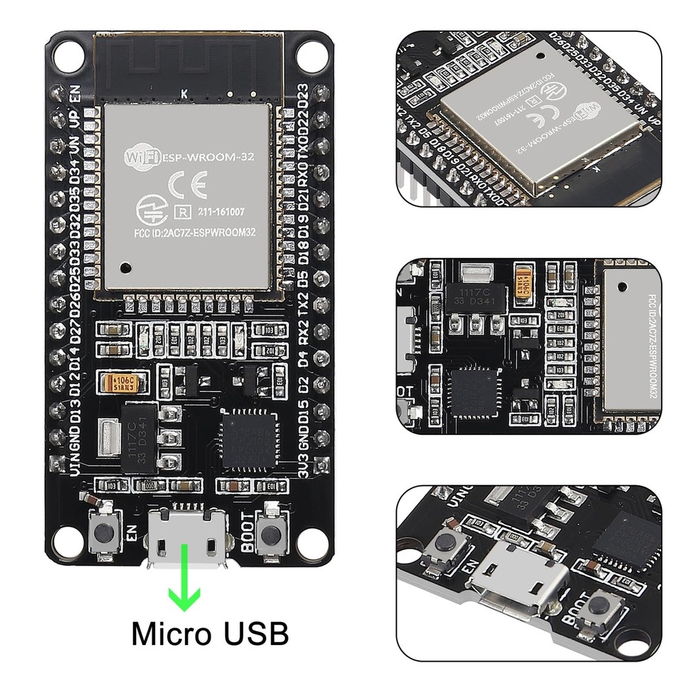 3 Sets ESP32-WROOM-32S Development Board with Breakout Board Shield Terminal