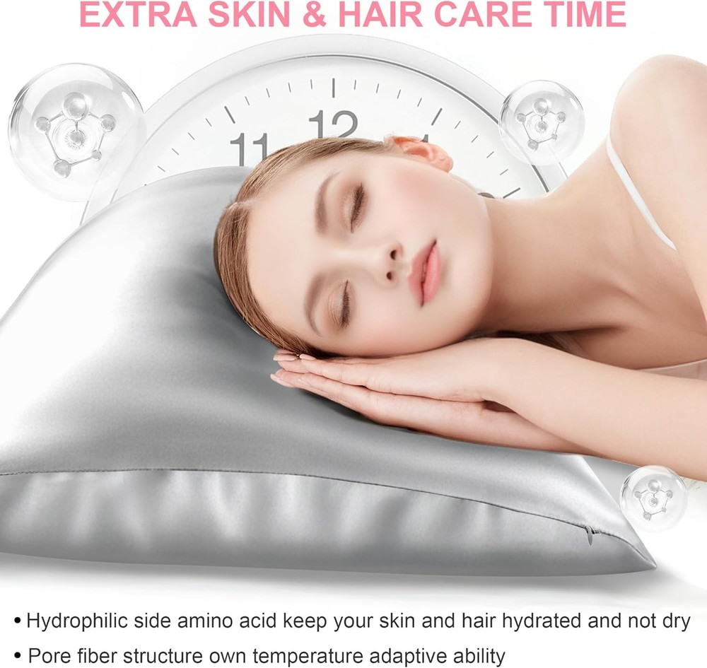 Silk pillowcase set with hidden zipper, silk satin pillowcase