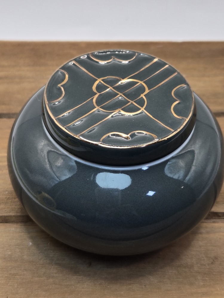 Ceramic Ginger Jar with Gold Patterned Storage Canister