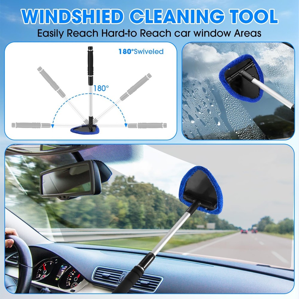 Windshield Cleaner Tool, Car Interior Cleaning Kit with Extendable