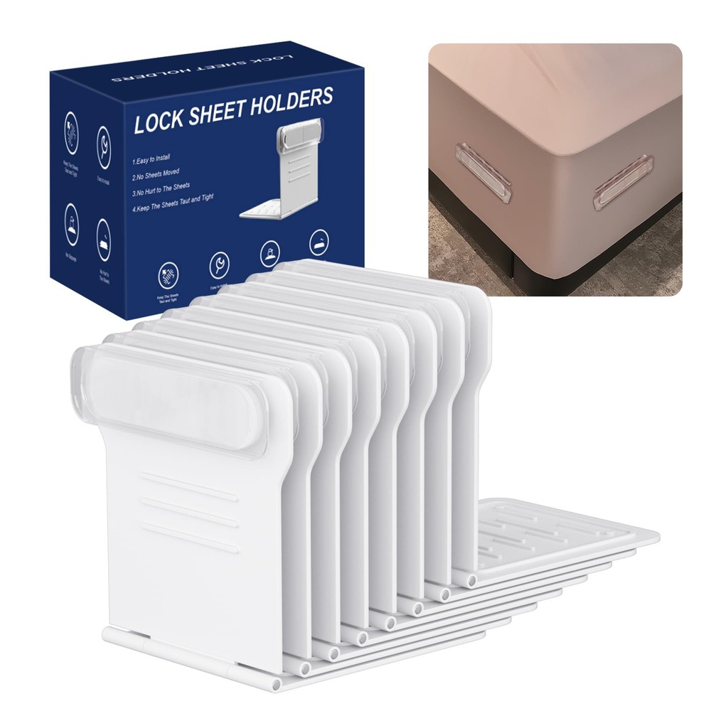 Bed Sheet Holders with Fitted Lock Straps, Keep Sheets in Place Firm & Tight,...