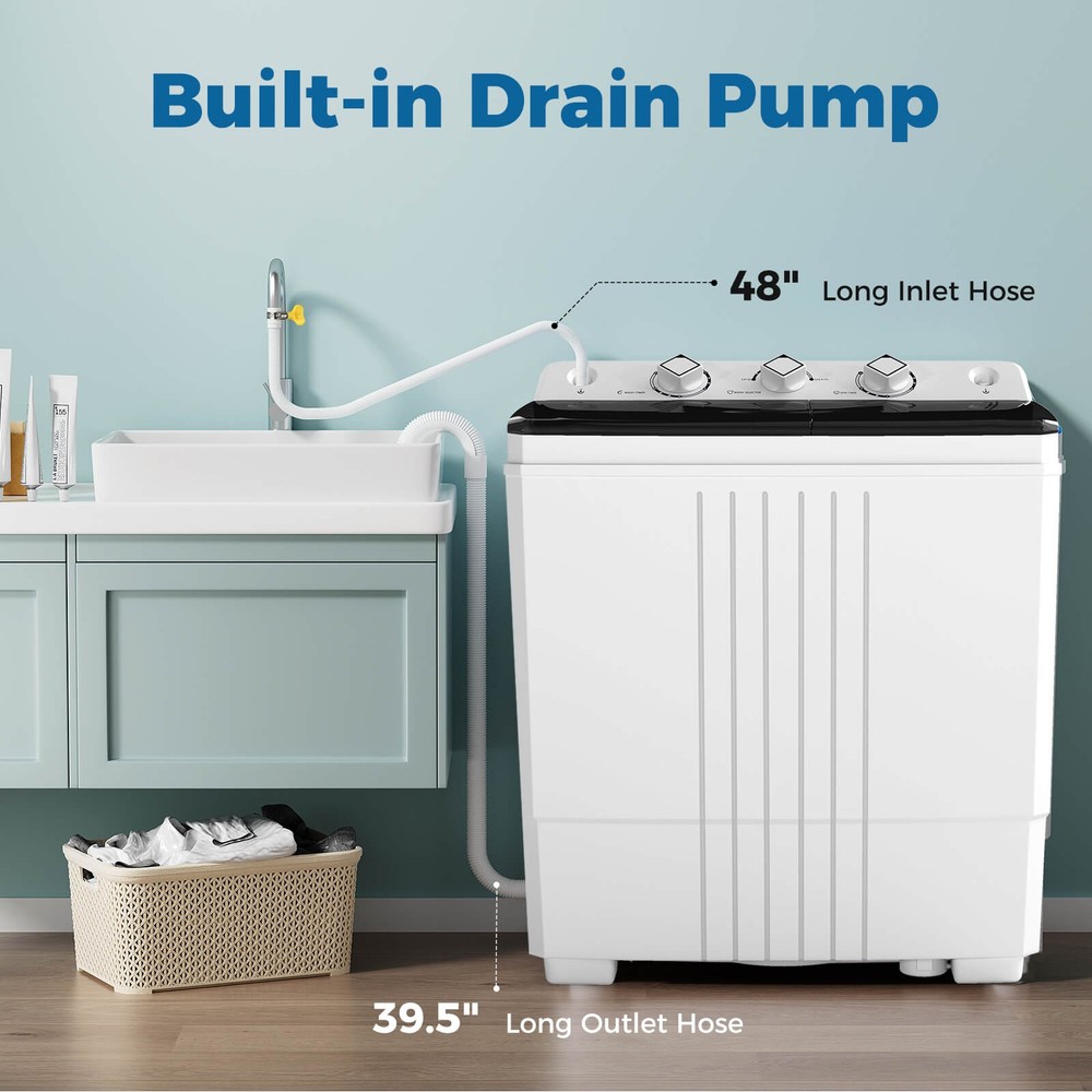 Portable Washing Machine with Drain Pump Timer Control Compact Washing Machine