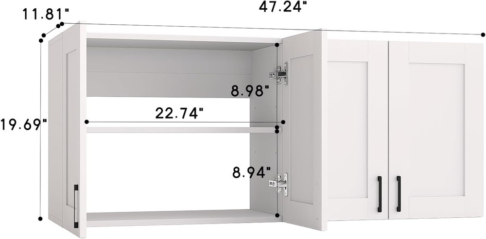 White Laundry Room Cabinets & Storage W/ 4 Doors & Utility Adjustable