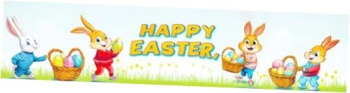 Happy Easter Banner Easter Decorations Easter Party Decorations 79x18 Inches