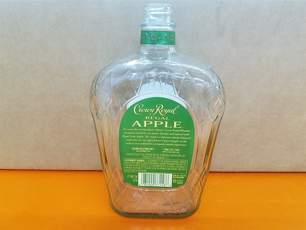 ⭐️⭐️⭐️⭐️⭐️ EMPTY Crown Royal Regal Apple Whiskey 1L Bottle *NO CAP*