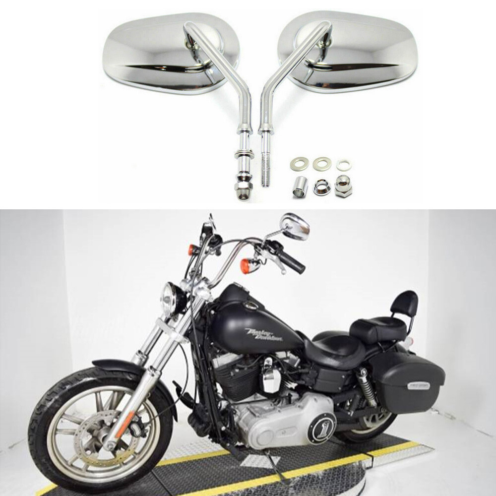For Harley Davidson Dyna Fat Bob Super Glide Motorcycle Side Mirrors Chrome A