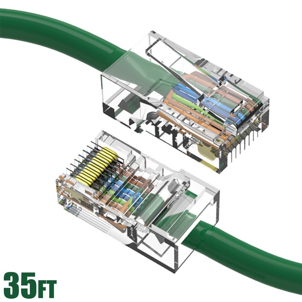 35FT Cat5e RJ45 Ethernet LAN Network Patch Cable UTP Non-Booted Copper Green